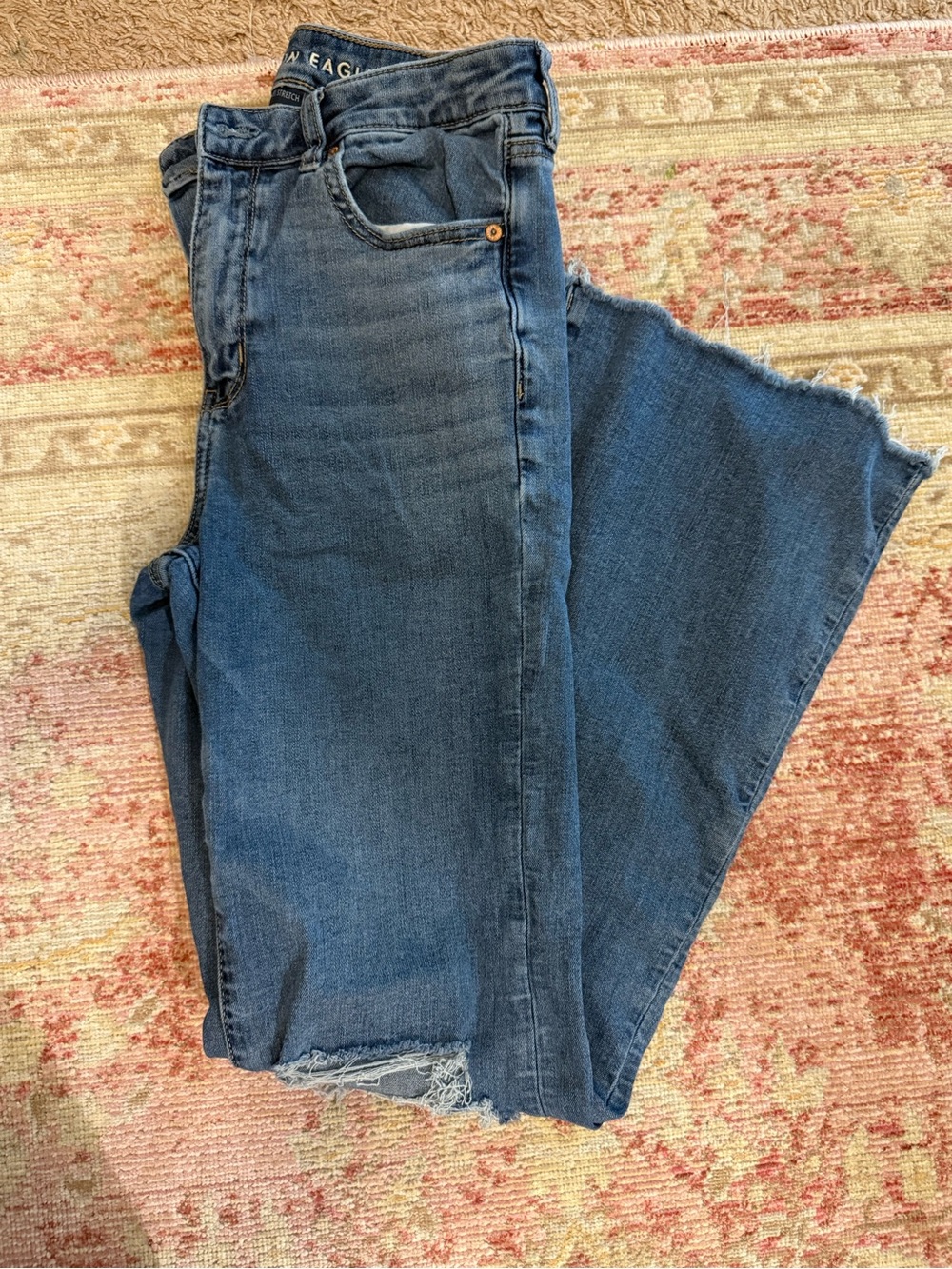 American Eagle Outfitters Dark Blue Wide-Leg High-Rise Jeans